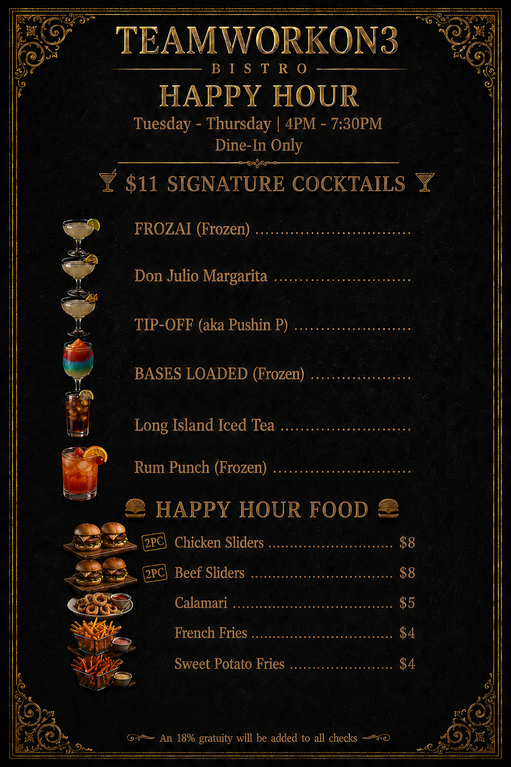 TeamworkOn3 Tuesday – Thursday Happy Hour